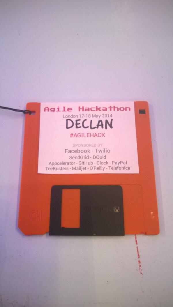 DeclanTalbert's tweet image. Kool name tag for the #agilehack hackerthon :D