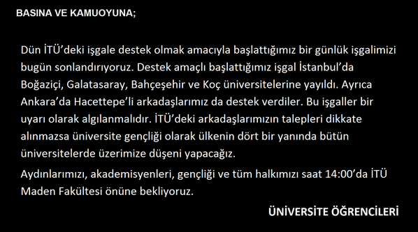 Mimar Sinan işgalinden açıklama #SomaİçinİşgalEt #Soma