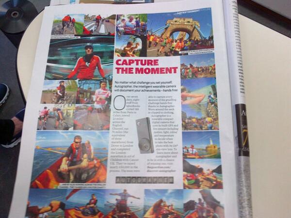 OneBigEffort's tweet photo. Good article on p80 of today's. #Guardian - Good photos using the #autographer cameras http://t.co/5bkFvGtRo0