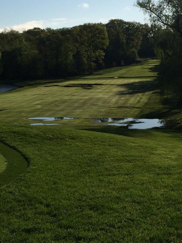 7:00am, a few puddles.