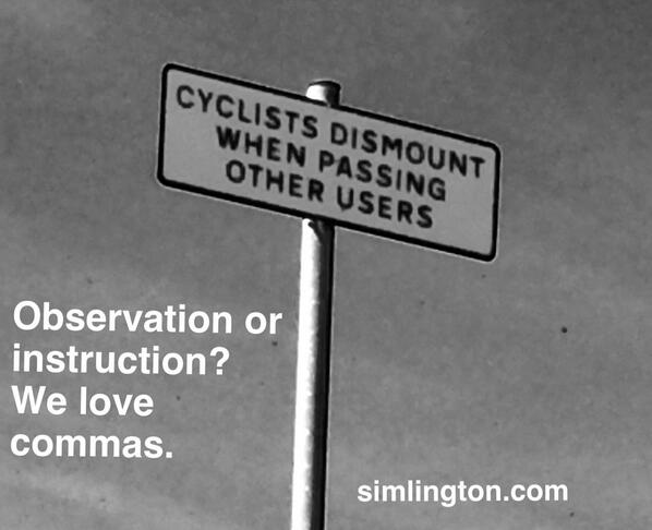 simlington's tweet image. The comma. You only appreciate it when it&apos;s missing. Like oxygen. #punctuationmark #GrammarNazi #grammarpolice