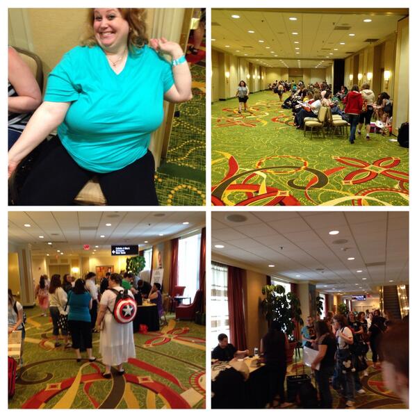 JoyfullyReviewd's tweet photo. #RT14 1st on line!!!! 7:30am #thatisone dedicatedromancereader!!!! line for book fair stage area #2 / Bookcheckin http://t.co/b1ip6X7s1l