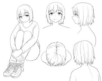 いつも漫画を描いている途中にキャラクターの髪型が変わってしまうので、キャラの設定画みたいなのを描きました。今年の夏コミで出す予定の「MotherMe!」の、まずは主人公のショタです。ママの事が好きです。 