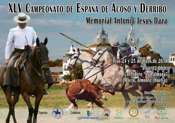 GanaderiaMPG's tweet photo. XLV Campeonato de España de Acoso y Derribo días 24 y 25 de mayo en el corredero de La Palmosa (El Rocio). http://t.co/4zi82Iuzwc