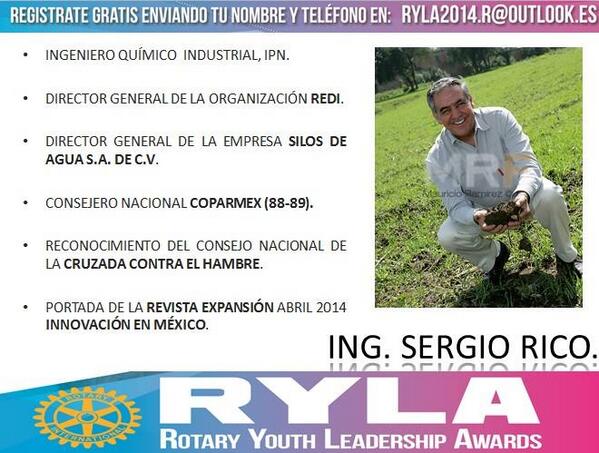 RYLAToluca's tweet photo. CONOCE A NUESTRO PONENTE EL INGENIERO SERGIO RICO,CREADOR DEL PROYECTO LLUVIA SÓLIDA REGISTRATE:RYLA2014.R@OUTLOOK.ES http://t.co/m2jmMQA4On