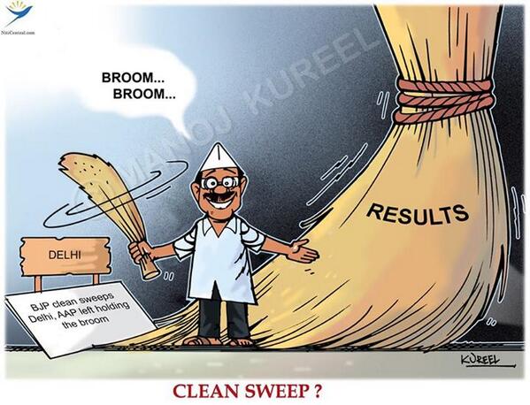 SJVatsal's tweet image. Toon:&quot;Clean sweep&quot;(#NaMo #Modi #modifiedkashi #RejectAAP #PMNaMo #ModiVictoryLap #MODIfiedIndia #Verdict2014)