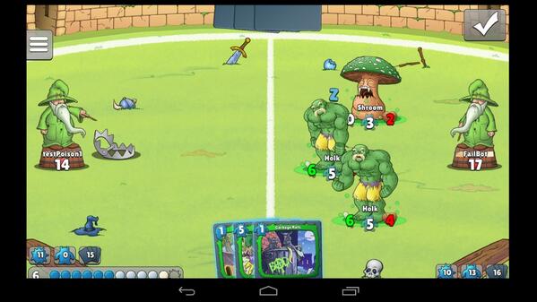 GameMadeStudio's tweet image. Getting my butt kicked by Holk and Shroom #screenshotsaturday #indiedev #gamedev #tcg #android