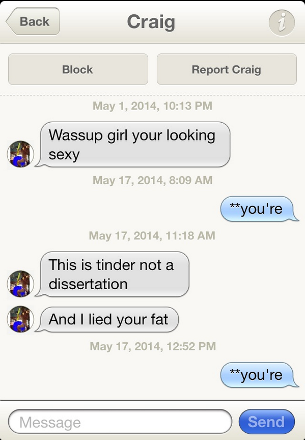 TinderYikes's tweet photo. I was really rooting for their love story though😢 http://t.co/hOoXcyzTSj