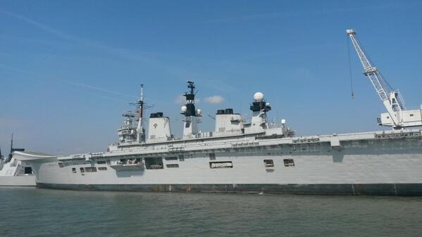 Via <a href="/PeteAJohnston/">Peter Johnston</a>: HMS Illustrious today in Portsmouth