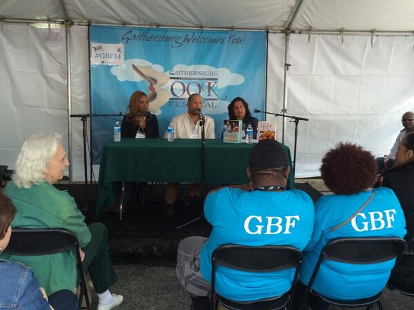 judashman's tweet photo. @ginaandpatneely and @mbhide at @GburgBookFest #GBF14 http://t.co/zPtSbiK7M1