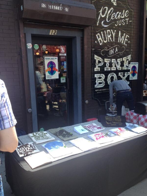 blacksheepheap's tweet photo. Come hang @veganshopup where the tees are warmed by spring sunlight http://t.co/0QIqdWxh1L
