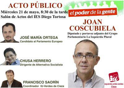pacosaorin_'s tweet photo. EL PODER DE LA GENTE,INVITACION ACTO PÚBLICO:Joan Coscubiela en Cieza,miércoles 21 de mayo, 20:30 en el Dieg Tortosa http://t.co/Tsh3yEariv