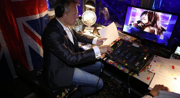 bbc_eurovision's tweet photo. .@grahnort knew about the camera but not the confetti! #Eurovision http://t.co/n323Rj0jkk