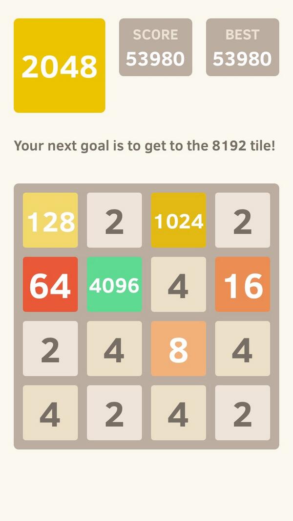 abic's tweet photo. I scored 53980 points at 2048, a game where you join numbers to score high! @2048_game https://t.co/uquJTAYmTV http://t.co/tQ2QE7m82M