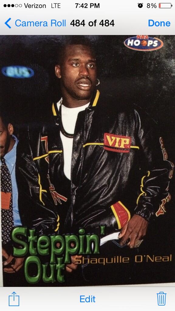 MikeAriano's tweet photo. @SHAQ Must be VIP since it says it on your jacket. #throwbackswag http://t.co/DtaRzqQWyc
