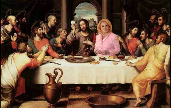 Nikgaturro's tweet photo. Qué buen photoshop, me hizo reír!! ¿Habrá sido La Última Cena o el Primero de los Almuerzos de Mirtha Legrand? http://t.co/Q4jgW1JHcR