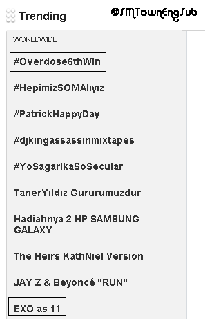 EXOINDONESIA's tweet photo. "SMTownEngSub: “EXO as 11” and #Overdose6thWin are trending Worldwide http://t.co/qjxFaUnOUM"