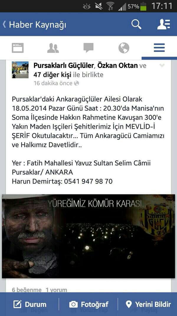 dirilis1910's tweet photo. Soma daki kardeşlerimiz için Mevlid okunacaktir Yarın Saat:20.30da Pursaklarda Bekliyrz  @ErcanSoydas06 @bensensizbiz http://t.co/MPrKbvp6LM
