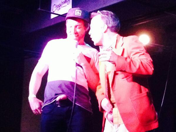 this happened tonight <a href="/EddieIfft/">Eddie Ifft</a> &amp; <a href="/DougStanhope/">Doug Stanhope</a> took their respective ball sacks out #oprahsnipple #cameramanwasgay