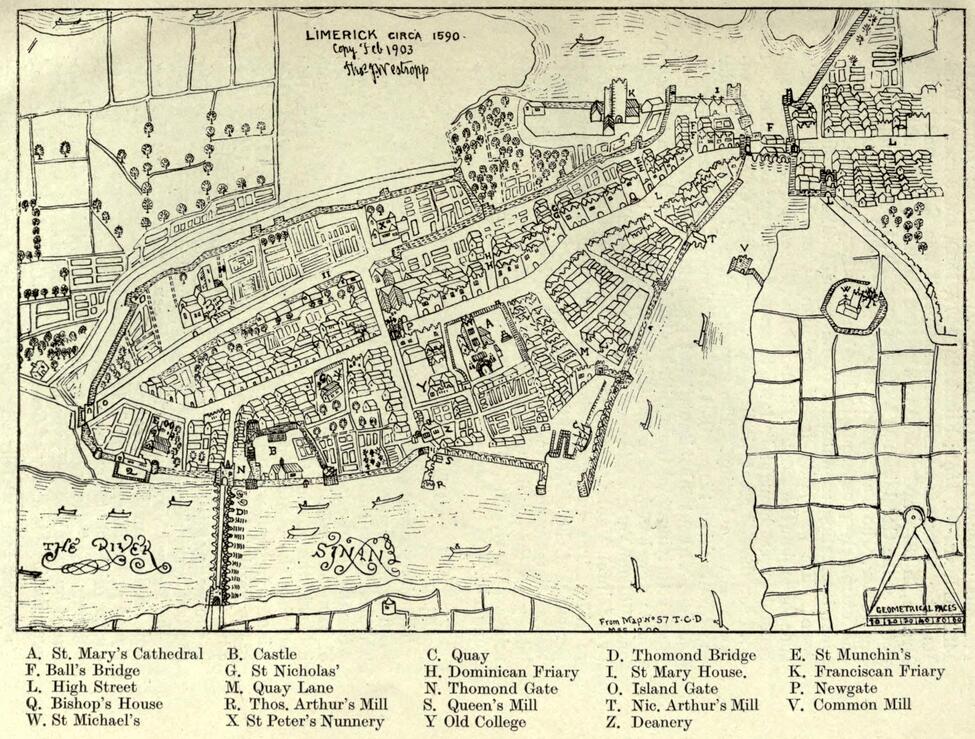 Liam O Hogain Ireland Map Of Limerick City C 1590 By T J Westropp Http T Co 7za0fz4szw