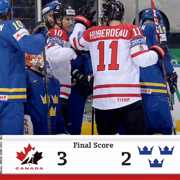 HockeyCanada's tweet image. Big comeback win for #Canada - defeating #Sweden 3-2 in overtime at #IIHFWorlds goo.gl/sq5P8R