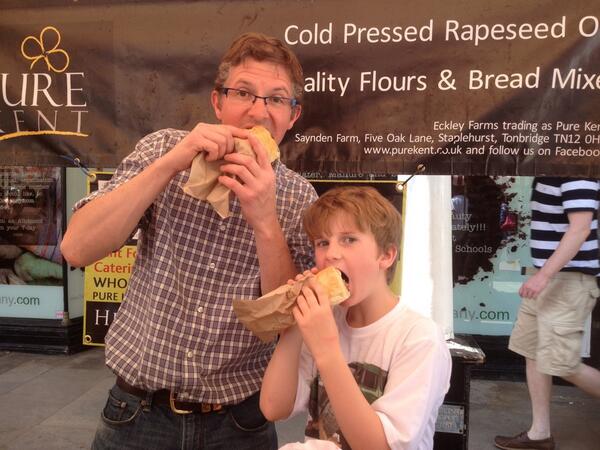 . <a href="/dinethyme/">Caroline Wilding</a> provided our lunch of choice at #pantilesfoodfest today!! Sausage rolls. How was yours <a href="/No1FarmerGuy/">Guy Eckley</a> ?