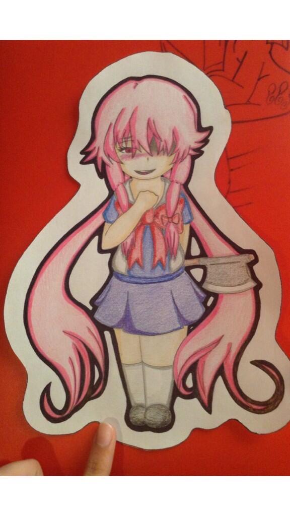 PsychoPathPie's tweet image. Another drawing of Yuno Gasai that I drew enjoy.