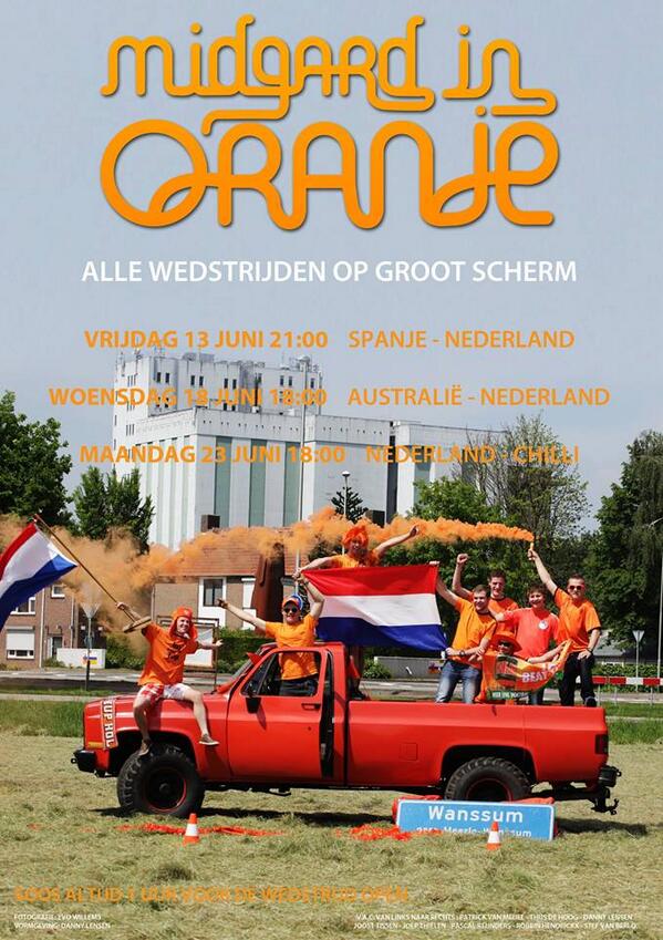 OJC_Midgard's tweet photo. Het WK start bijna. Alle wedstrijden van Oranje zijn in de soos te zien! OJC Midgard pakt groots uit! http://t.co/rW2RLA9ZWX