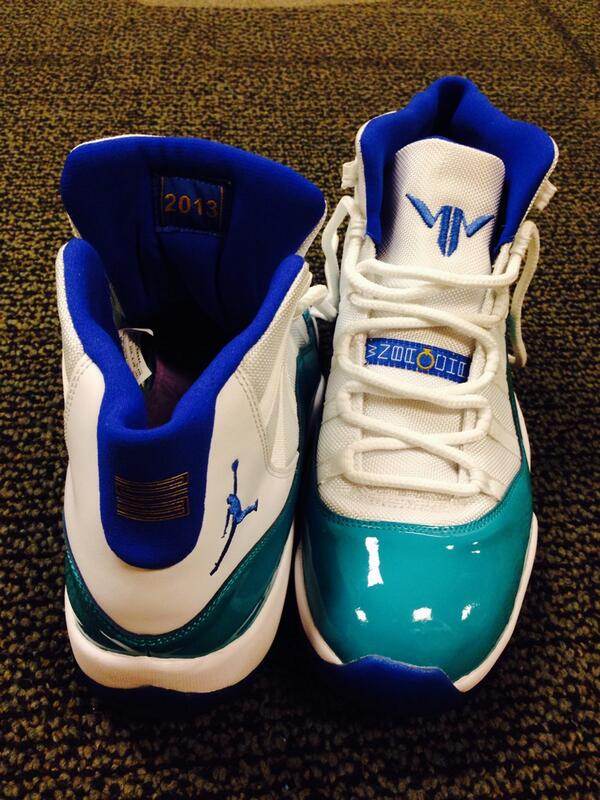 MooreMaya's tweet photo. Home Opener! Gotta remember and celebrate the 2 championships! Check em out... @Jumpman23 11's so sweet! http://t.co/vAmETA4BDA