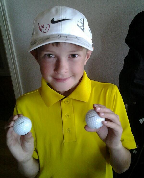 Golfanatic1's tweet photo. @roryandchantal You made my sons day. You have a fan for life! Thanks much. See you at the Colonial. #hpbnc http://t.co/mS7Ej7psAn