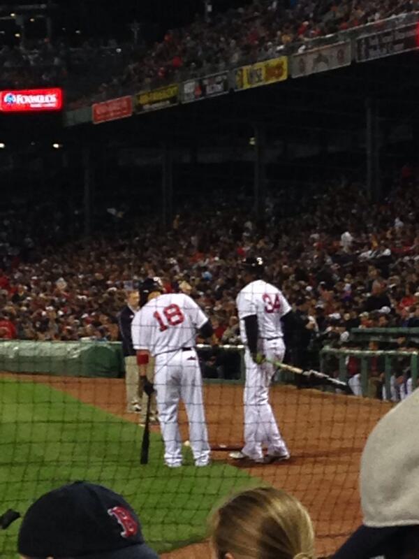 jazirkel's tweet photo. Victorino and Big Papi http://t.co/dgIObykeXR