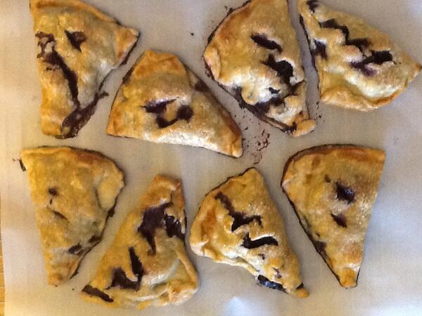 TellMePDX's tweet photo. Yum,... Homemade Blueberry Pie Pockets, for me friends at work in the morning. http://t.co/qp4IPHPta1