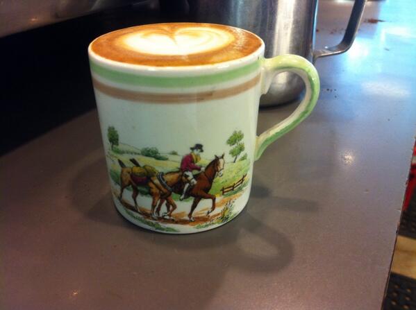 ScratchCoffee's tweet image. What to do when someone brings you a tiny cup with horses? Combine 2 of the best in life: coffee and riding!