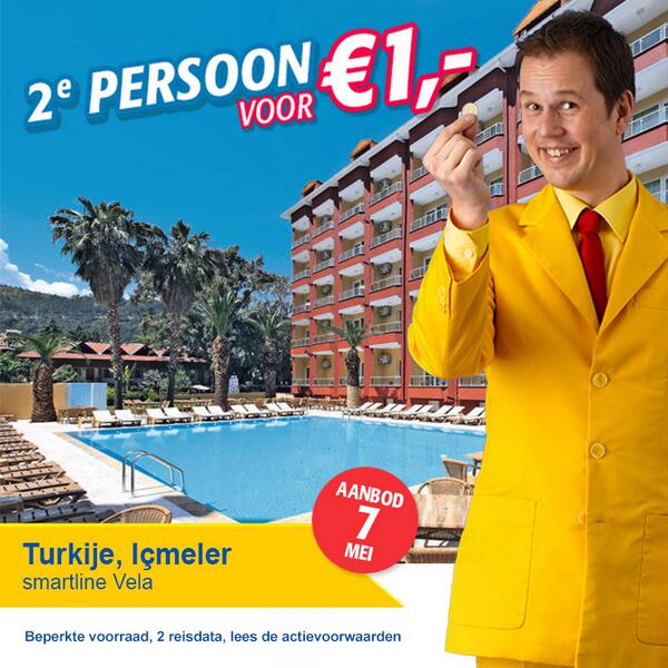 ThomasCookSales's tweet image. DAGDEAL vandaag 7 MEI: 2e persoon €1: smartline Vela, Turkije! Vertrek 12/7 of 26/8! neckermanndagdeals.nl/reisbureau#.U2…