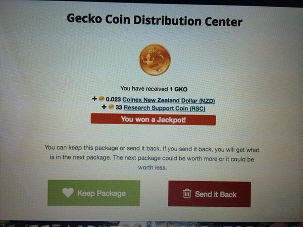 yahgi's tweet photo. Gecko Coin の Jackpot を引く...と思ったら
 RSC の方みたいだ。 http://t.co/hWGlxFsef0