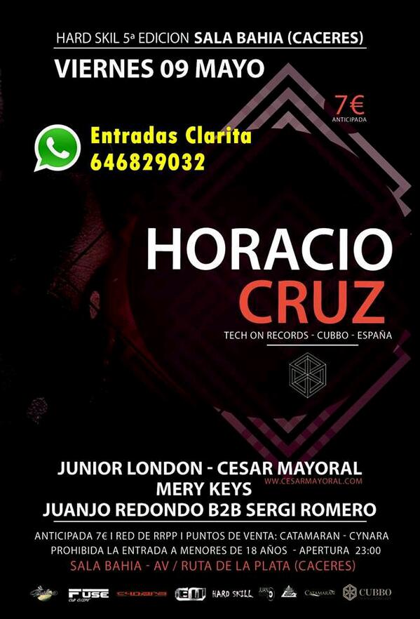 Clarita_RRPP's tweet photo. #V9Mayo HORACIO CRUZ en Sala Bahía. Entradas 7€ SIN HORARIO DE CIERRE. Info 646829032 @CubikEvents @jovenesdefiesta http://t.co/qIer47aI1d