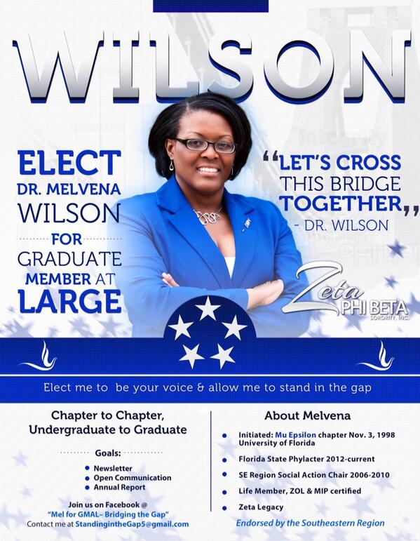CapTivatingZeta's tweet photo. Vote CTZ's Own Soror Melvena Wilson for  National Graduate Membership At Large! http://t.co/wNXptYERb1