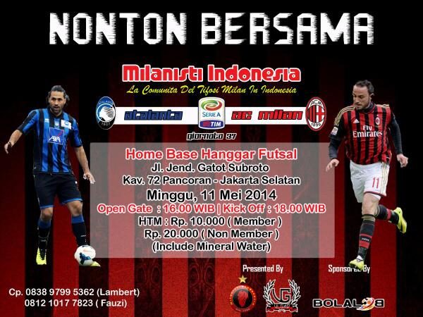 RT <a href="/MilanistiOrId/">Milanisti Indonesia</a>: [PUSAT]#Nonbar #AtalantaMilan MINGGU 11/5, 18.00WIB <a href="/hanggarfutsal/">hanggarfutsal</a> info » bit.ly/1imss9v |