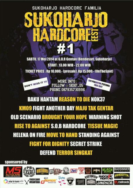 #SUKOHARJOHARDCOREFEST1 | 17 MEI 2014 | GOR GENTAN, BENDOSARI, SKH | 13.00 - 22.00 | HTM 15K | CC : <a href="/MerchSavior/">SAVIOR</a>