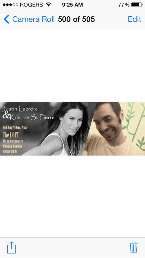 KStPierreMusic's tweet photo. Tonight! Ce soir! @Justin_Lacroix et @kristinestp au @loftgastropub! #winnipeg #774corydon #livemusic #ksptour http://t.co/8pyiPBUaIc