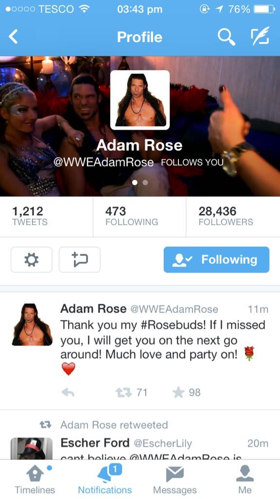 ILUVCMPUNK1's tweet photo. It happened 😍 #followed #RoseBud #AdamRose #wwe http://t.co/Cwyy1w5NRl