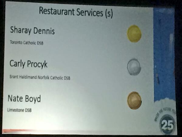 teresalciancio's tweet image. &quot;@TCDSBSkills: Congrats Sharay! Gold medal!!! #teamTCDSB! @TCDSB http://t.co/R5IgbPNvC5&quot; CONGRATULATIONS!!!!