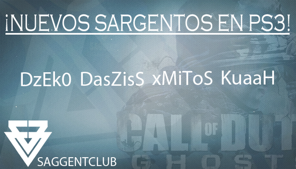 SaggentClub's tweet photo. ¡Nuestros nuevos Sargentos de #Ps3 son  @xQAiiTooR @MrVidii @FlooresL @MitosBestSMG! ¡Bienvenidos a la familia! http://t.co/K0DER8ozQZ