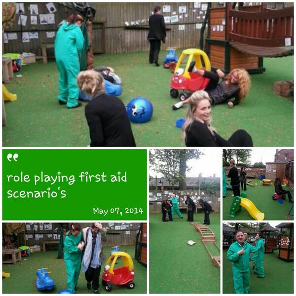 Staff at Stables have tonight been role playing as practitioners and children in health and safety situations! #safe