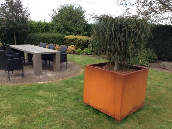 Wat een roestbakken!! Maar wel mooie! #cortenstaal  #boombak