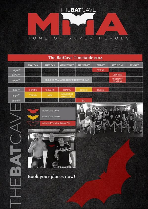 BATMMA's tweet photo. New TimeTable!
 @padmannick @CorySpike @rocciboysnr @One_Punch @SmackwellMMA @DanielVlad @tapper180 @banjoluck #oosh http://t.co/5VRUCEMY64