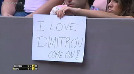 The sign says it all. #Dimitrov #MutuaMadridOpen #tennis