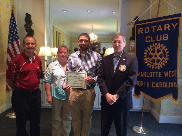 Jordan Rice, this year's recipient of the Avery Wallenberg scholarship from Charlotte West Rotary Club