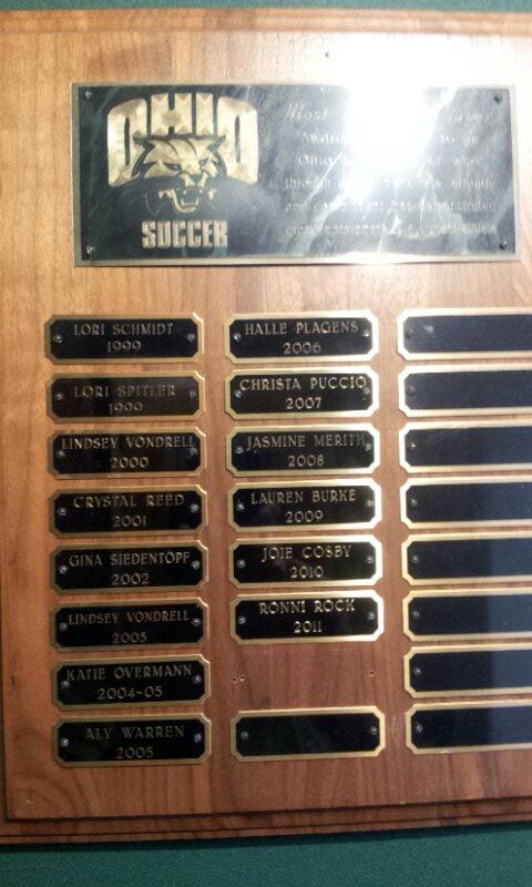 OHIOSoccerCoach's tweet image. 2nd award for @LoriSchmidt this one from 1999. #multiplewinner