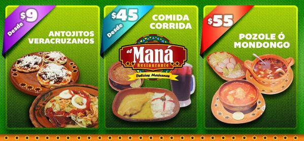 elmanarest's tweet photo. En el maná recibirás:
-Buen servicio
-Excelente sabor
-A un gran precio

¡Visítanos esta semana! http://t.co/Q974BNzg98